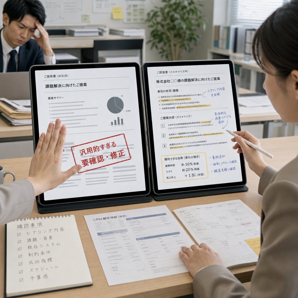 AI営業運用での注意点を確認するマネージャー