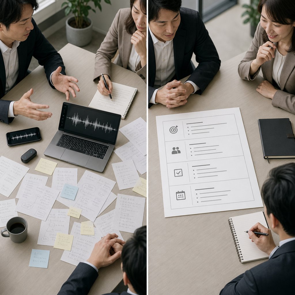 商談録音データからAI議事録を自動生成する営業支援の画面