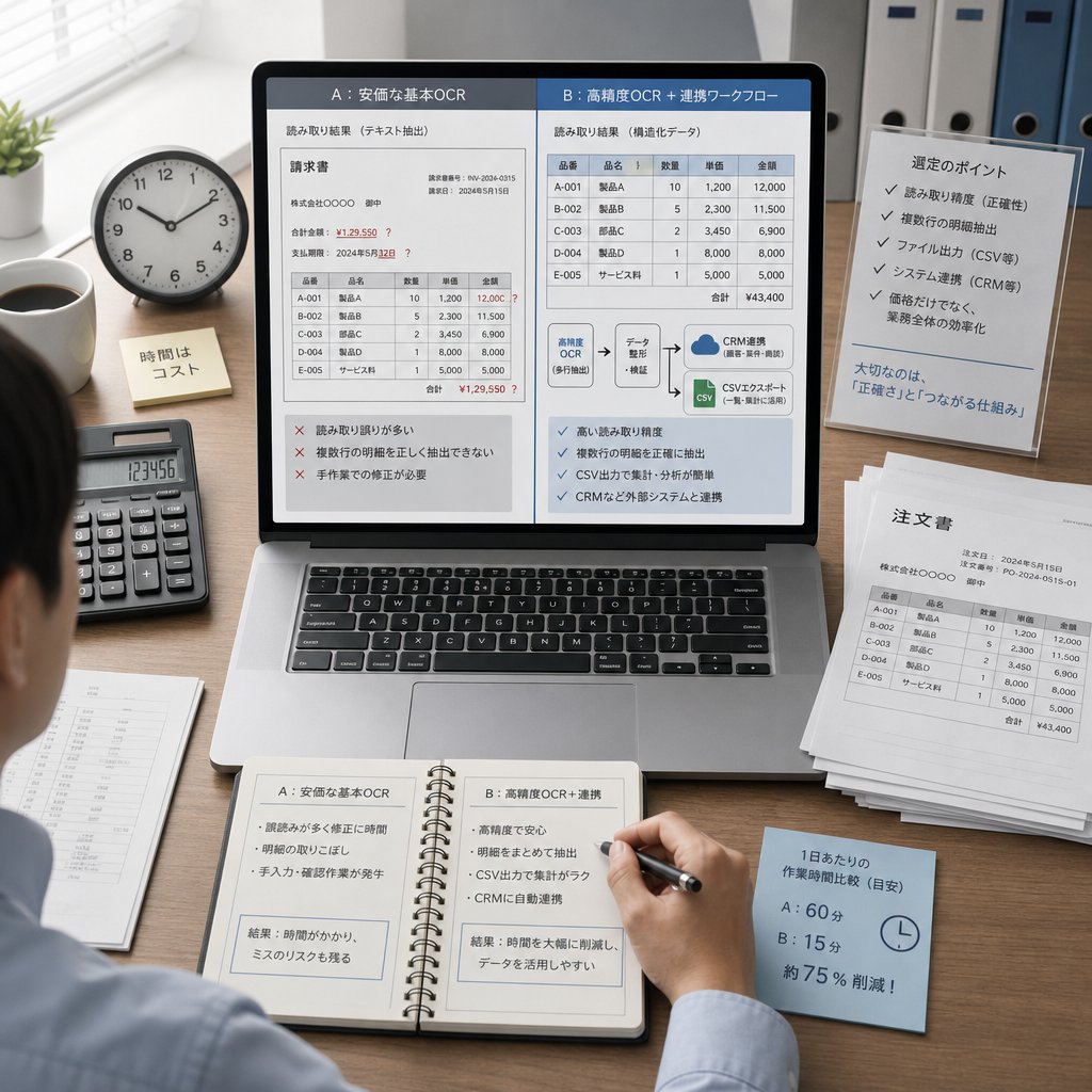 AI OCRサービスを比較検討する営業企画担当